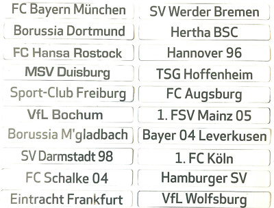 Magnet Schriftzug - AMBALLCOM verschiedene Vereine - Bundesliga - 2. 3. Liga RL