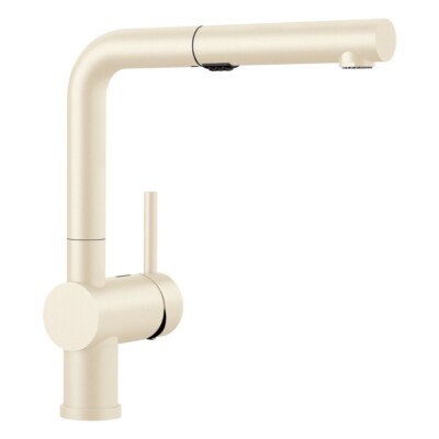 Blanco Linus 1.5-GPM Low Arc Pull-Out Kitchen Faucet, Dual Spray, Biscuit 526372