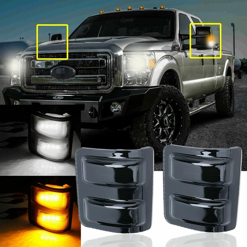 Switchback LED Side Mirror Marker Light For 08-16 Ford F250 F350 F450 Super Duty