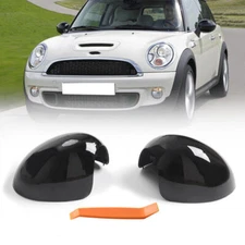2Pcs Mirror Cover Caps Glossy Black For Mini Cooper R55 R56 R57 R58 R59 R60 R61