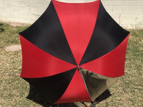 βοΈ Antique Parasol Umbrella Red, Black, & Clear w/ Brass, Wood, Aluminum β±πβοΈ - Picture 2 of 11