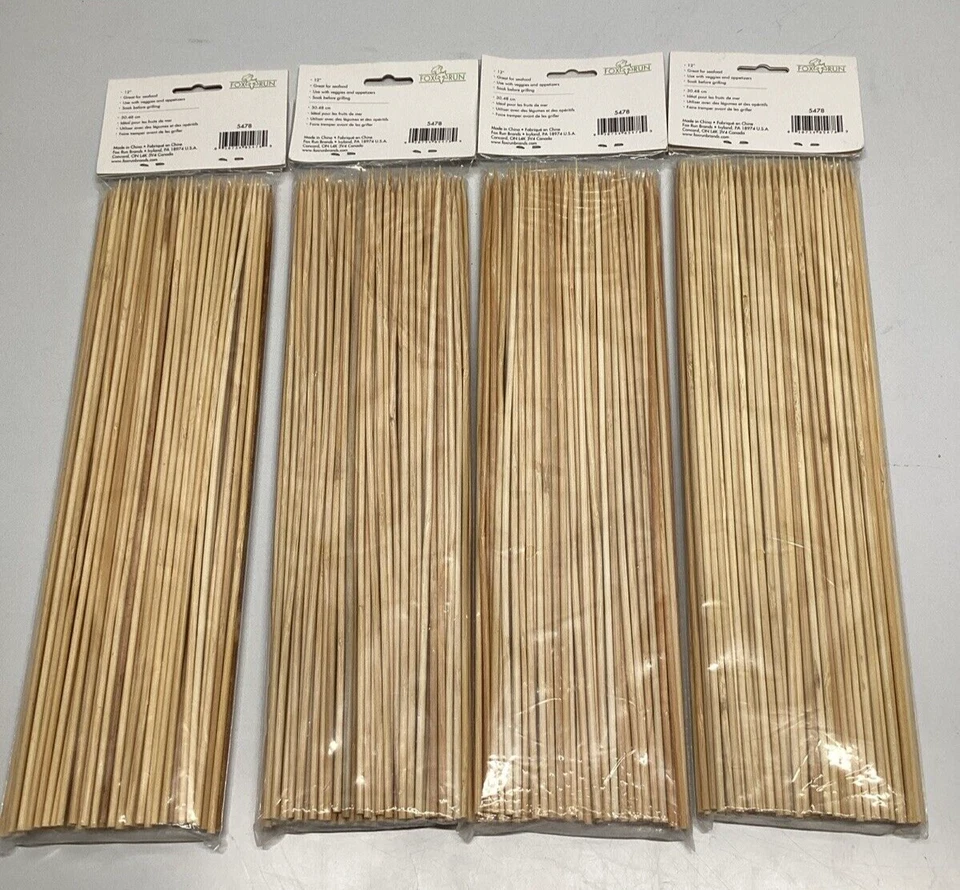Fox Run 12" Bamboo Skewers 5478 100ct Each Lot of 4 - Image 3 of 4