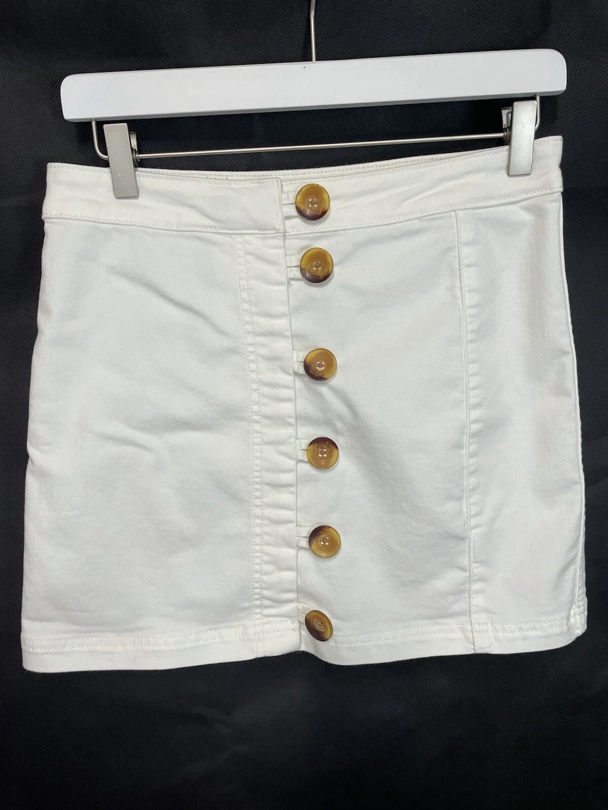 Free People Mini Skirt Crisp White Casual Summer Stretch Slimming SZ 6