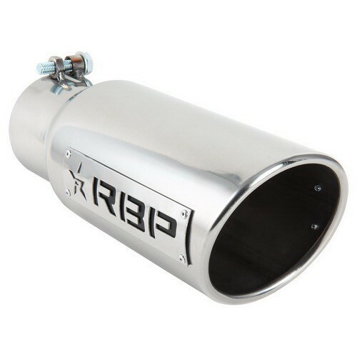 RBP 4" to 5" x 12" SS Double Wall Polished Exhaust Tip w/2 Tone Laser Cut Logo - Picture 1 of 4