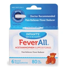 FeverAll Infants Acetaminophen Suppositories 6 Rectal Suppositories 80mg each