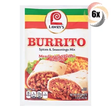 6x Packets Lawry's Burrito Flavor Spices & Seasoning Mix | No MSG | 1.50oz