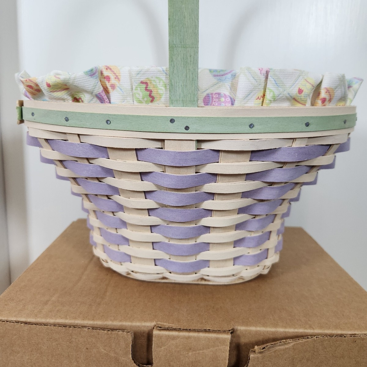 Longaberger 2004 White Washed Easter Basket Set~~18th Edition Sold