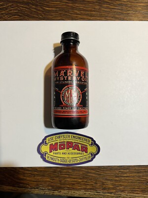 Marvel Mystery Oil 4oz Glass Bottle 5'' high RARE