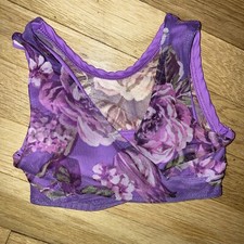 Girls Kids Size Medium Purple Floral Dance Top Sports Bra By 5 Five Dance Wear