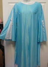 PRAISEWEAR splitfrnt TUNIC Copen Blue White Insets Ties LITURGICAL Women's Plus