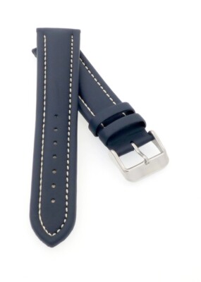 PIERO MAGLI Kalbsleder Uhrenarmband Modell Bork blau-WN 24 mm, wasserfest