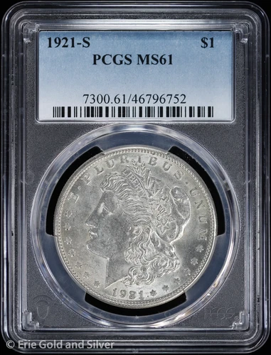 1921-S $1 Morgan Silver Dollar PCGS MS 61 | Uncirculated UNC