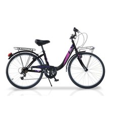 Bicicletta Ruota 24 Pollici da Ragazza Donna Bici 6 Cambio Portapacchi Bambina