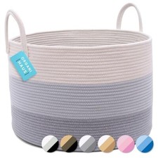 Gray Extra Large Storage Basket For Blankets 20x13  Decorative Cute Laundry Ham
