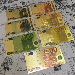 Lote 7 billetes euros ORO 99 9 % PURE GOLD “Certificado de autenticidad"