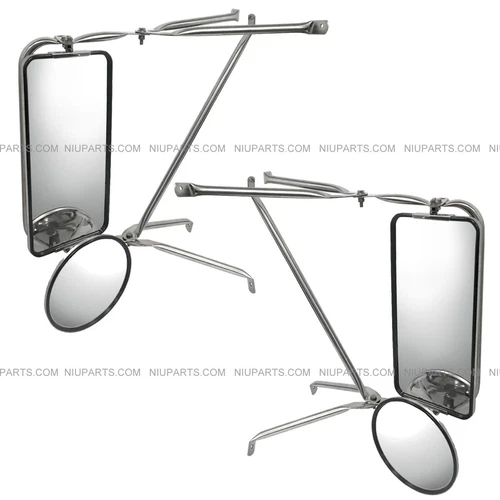 Door Mirror w/ Bracket Arm Stainless - LH & RH Fit: International 4700 4900 8100