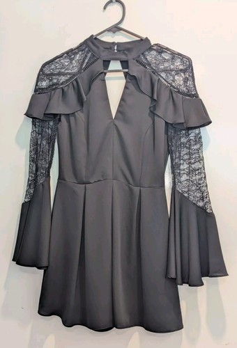 LIPSY LONDON Black Playsuit With Lace And Frills Size UK AU 6 RRP $105 Designer - Picture 3 of 13