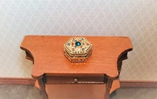Dollhouse Gold Jewelry Box with Jewels Opening Lid 1:12 Scale Miniature