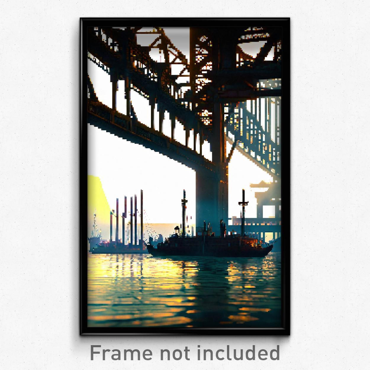 8 Bit Pixel Art Poster - Treasured Port Psychedelic Trippy Video Game Print