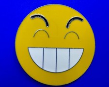 Grinning Smiley Face Yellow Emoji Funny Cool Novelty Round Large Belt Buckle