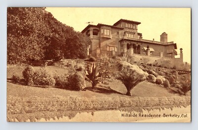 Postcard California Berkeley CA Hillside Mansion Residence 1911 Posted Divided