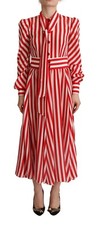 DOLCE & GABBANA Dress White Red Silk A-Line Shift Gown Maxi IT40/US6/S RRP $4000