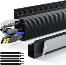 Cable Management Under Desk 31.5 J Channel Raceway 2 Pack Cord Black