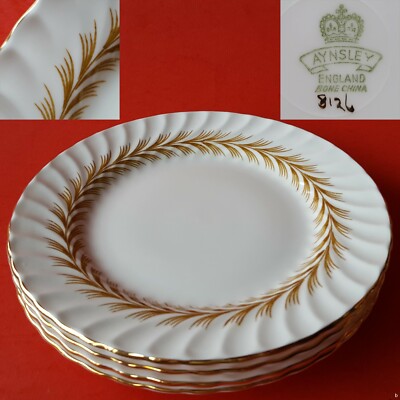Set of 4 Aynsley Bone China England 8126 RADIANCE Swirl 6'' Bread & Butter Plates