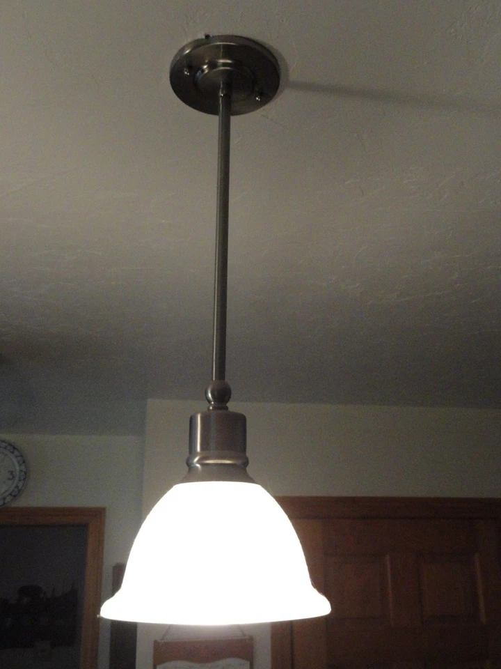 Progress Lighting P5078-09 1-Light Stem Pendant, White Frosted Glass Qt 2 light - Image 4 of 4