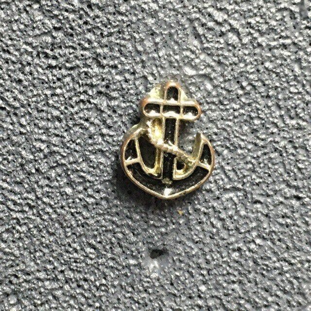 Anchor Stud Pierced Earrings Tiny Silver Black En… - image 2