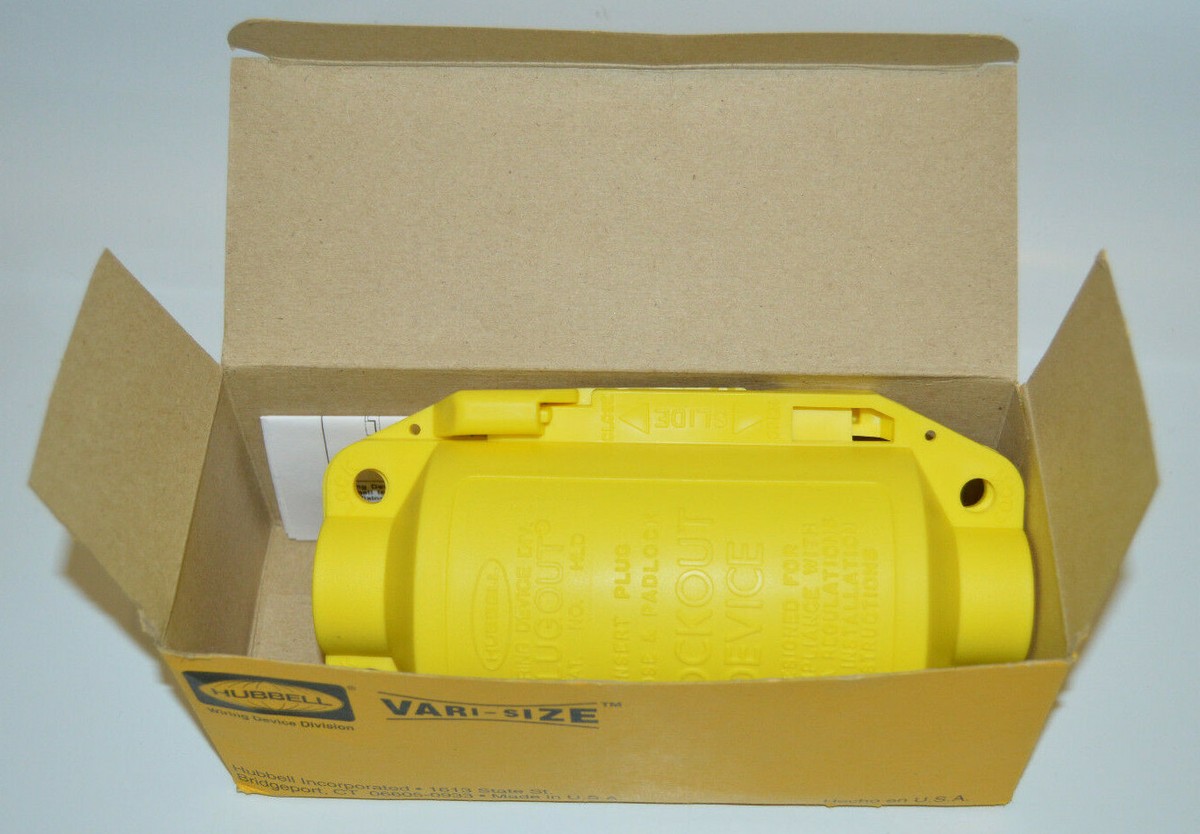 Hubbell HLD2 Plugout Lockout Device, Size 2 (Large) - Yellow Polypropylene