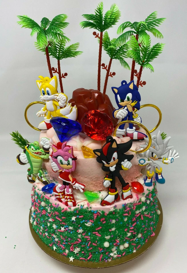 Juego de adorno de pastel de cumpleaños Sonic The Hedgehog Deluxe - Nuevo Foto 3 de 4