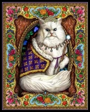 Majestic Cat - DIY Chart Counted Cross Stitch Patterns Needlework 14 ct   