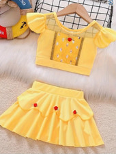 NEW Boutique Princess Belle Beauty and the Beast Girls Bikini Swimsuit