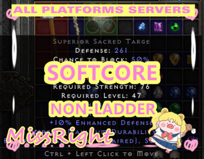 NON/ETH 4OS Sacred Targe Diablo 2 D2R Softcore NON-LADDER PC-SWITC-PS-XBOX