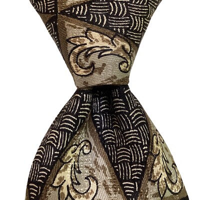 ROBERT TALBOTT Best of Class Mens Silk Necktie Designer Geometric Black/Gray GUC