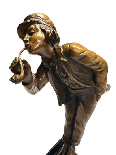 RARE Bronze Carl Theodor Wegener Statue Figure - English Boy Smoking Pipe - 第 2/8 張圖片
