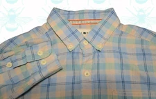 Normal Brand Men's Sz - M Blue Cream Plaid Long Sleeve Button Down
