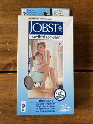 Jobst Women UltraSheer Stockings 15-20 mmhg Compression Lace Thigh Large L