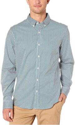 MICHAEL KORS Men's Button Down Striped Slim Fit Shirt Size XXL  (White/Blue)