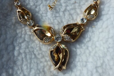 KIRKS FOLLY TIP TOE THRU THE TULIPS FLOWER NECKLACE GOLDEN CRYSTAL GOTH FAIRY