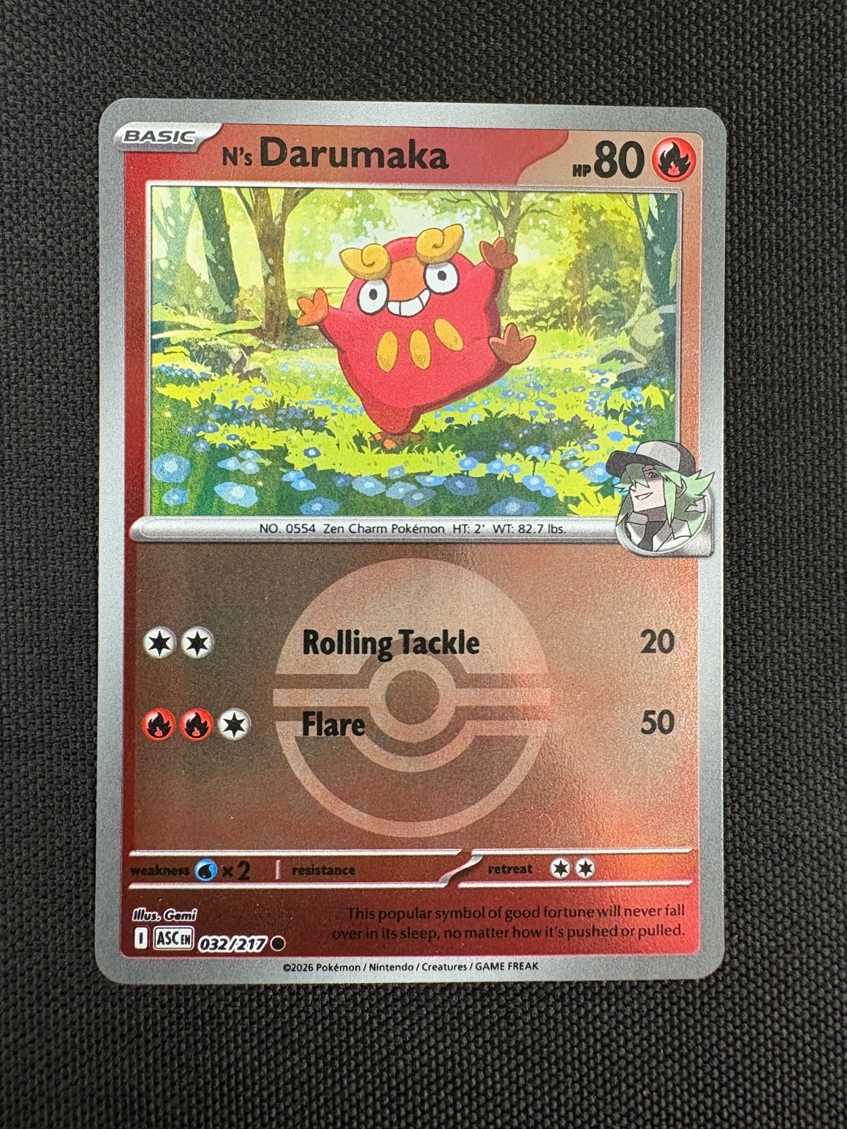 Pokemon N's Darumaka Ascended Heroes 32/217 Pokeball Holo Near Mint English