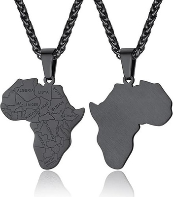 #ad #ad Men#x27;s African Continent Necklace Adjustable Africa Map Jewelry Stainless Stee $28.99