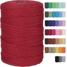 GOHOF Cotton Macrame Cord 3mm 328yards Natural Colored Macrame Supplies, Soft...
