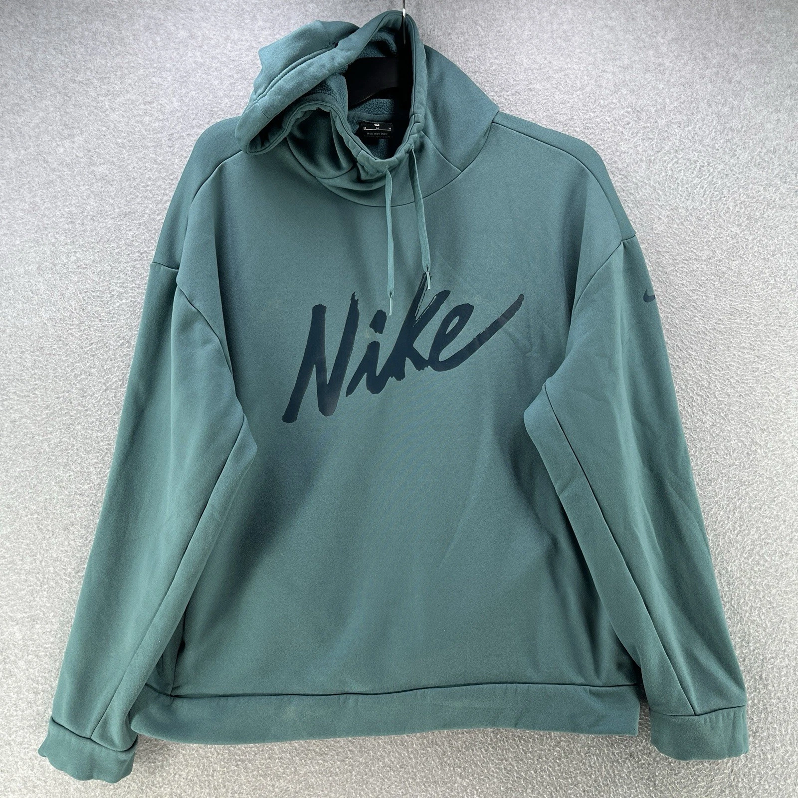 Nike Womems Medium M Pullover Hooded Sweater Green Graphic Print Active Outdoor
