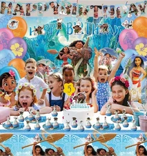 Moana Birthday Party Decorations Maui Supplies Balloons Plates  Banner Tableware