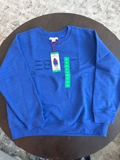 Esprit Women  s Blue Logo Crewneck Pullover Sweatshirt-XL