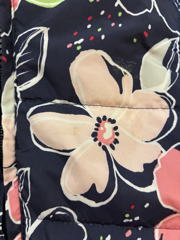 Chaleco acolchado Gymboree Niños Niñas Colorido Floral Cremallera Completa Azul Marino Rosa S 5-6 Foto 3 de 4