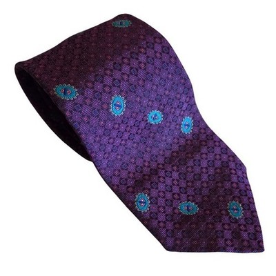 Robert Talbott Silk Tie Purple Geometric Medallion Made in England Luxury