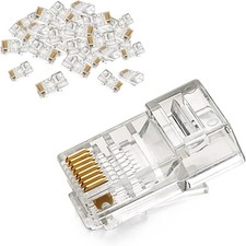 UGREEN RJ45 Connector, 50 Pack Cat5e/Cat5 Ethernet Modular RJ45 Plugs, Gold Plat